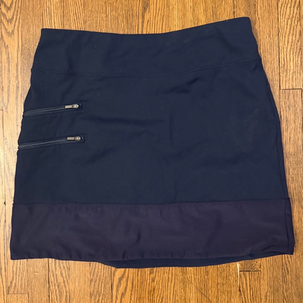 Athleta Navy Blue Active Skort Women Small Zipper Pockets Golf Tennis Hiking
